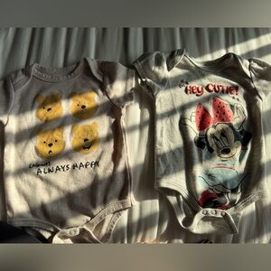 Disney Baby Winnie the Pooh and Minnie Mouse Bodysuits - Cream and Gray